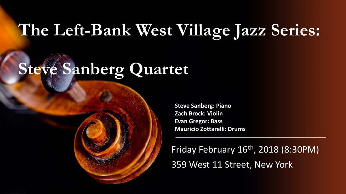 Flyer: Steve Sandberg Quartet, Feb 16, 2018