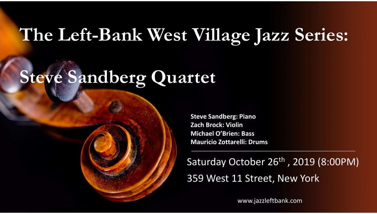 Flyer: Steve Sandberg Quartet, Oct 26, 2019